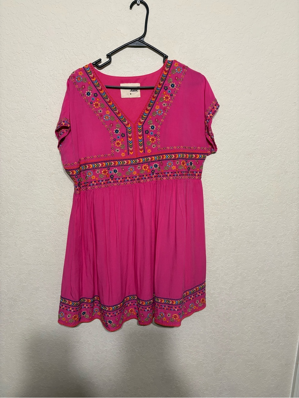 Savanna Jane Hot Pink Embroidered Mini Dress